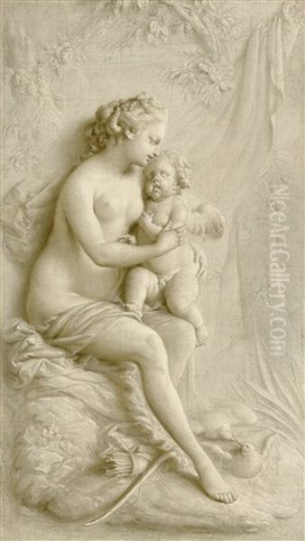 Venus And Cupid Oil Painting by Piat Joseph Sauvage