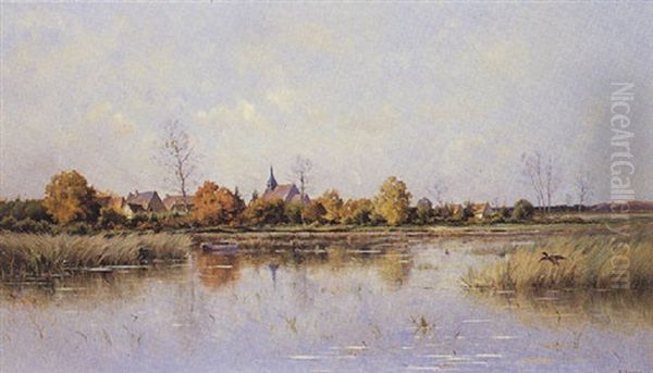 The Quiet Village Oil Painting by Adrien Jacques Sauzay