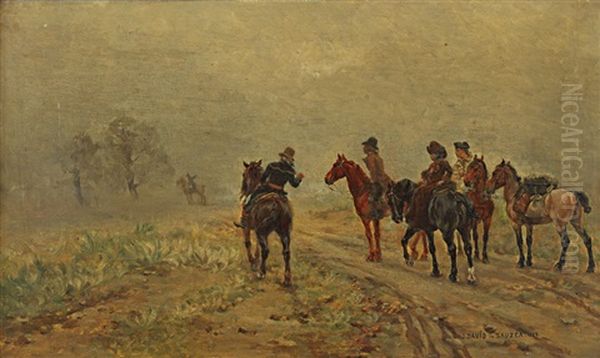 Le Rendez De Vous De Chasse Oil Painting by Jean David de Sauzea