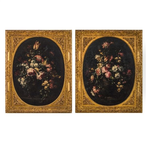 Composizioni Floreali Entro Vasi Sbalzati Oil Painting by Andrea Scacciati I