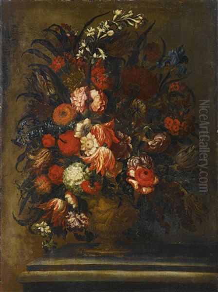 Ein Paar Blumenstillleben Oil Painting by Andrea Scacciati