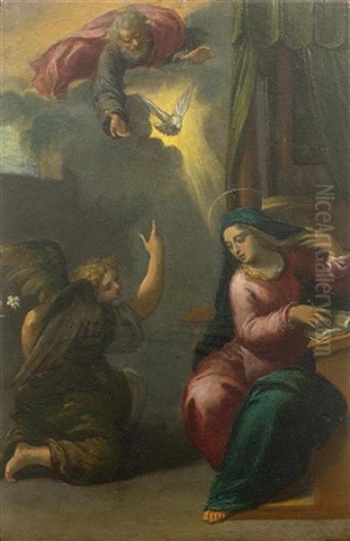 The Annunciation Oil Painting by  Scarsellino
