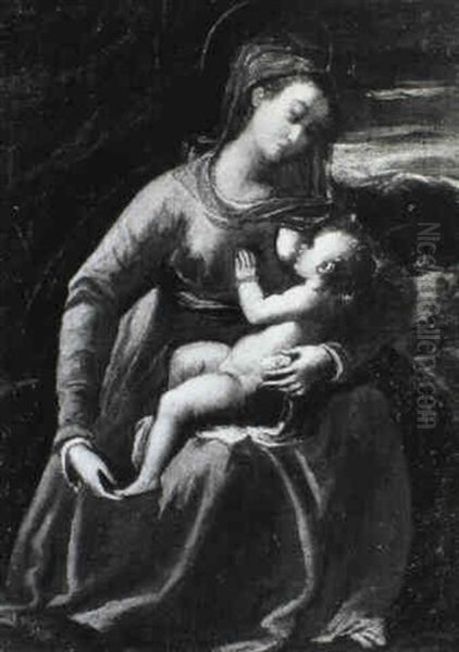 Madonna Col Bambino Oil Painting by Ippolito Scarsella (see Scarsellino)