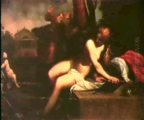 La Casta Susanna Oil Painting by  Scarsellino