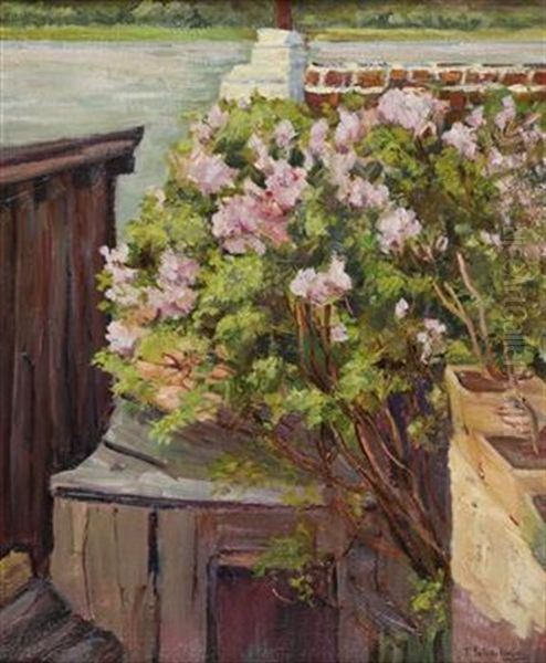 Oleanderblute Oil Painting by Therese Schachner