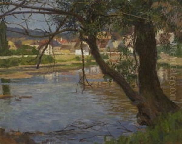 Partie An Der Naab Bei Kallmunz Oil Painting by Wilhelm M. Schacht