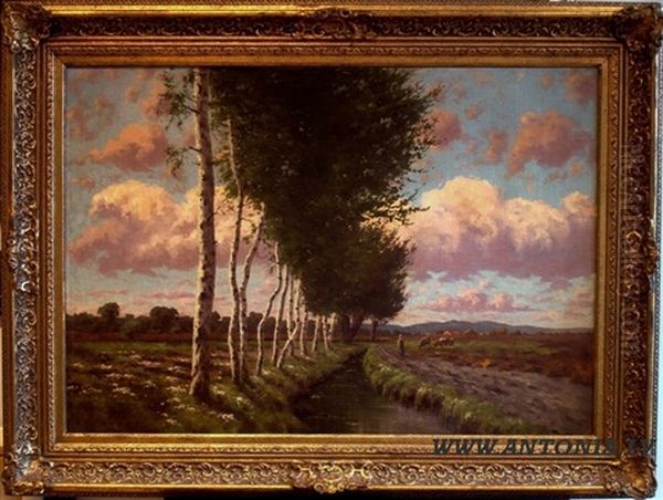 Birch-trees Oil Painting by Carl M. Schaette