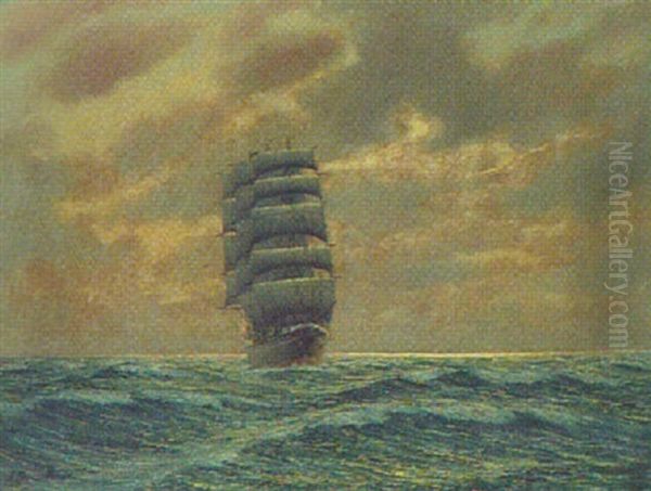 Segelschiff Auf See Oil Painting by Franz Schaffner