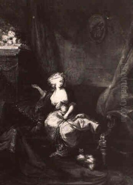 Madchen In Interieur, Auf Einer Liege Oil Painting by Jean-Frederic Schall
