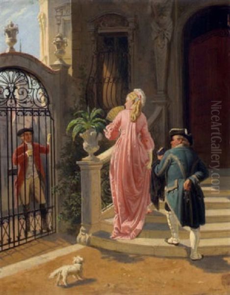 Galante Szene Oil Painting by Franz Schams