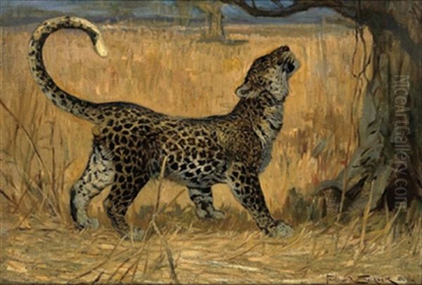 Leopard, Berlin Oil Painting by Ferdinand Schebek
