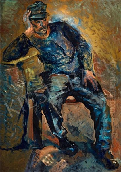 In Uniform Oil Painting by Hugo Scheiber