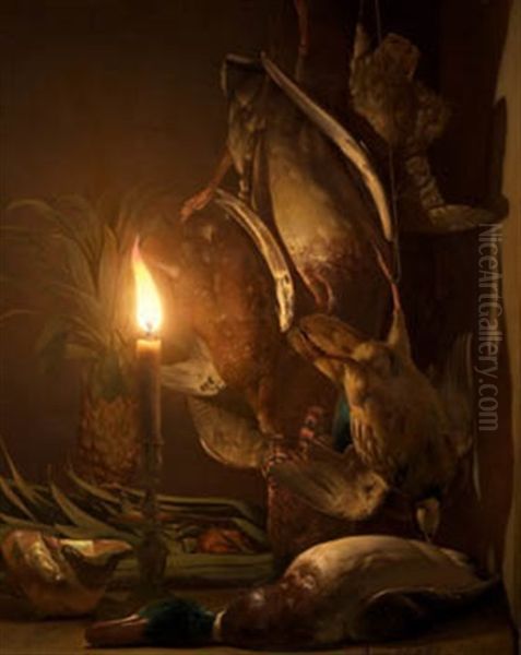 Caza Muerta Y Vela Oil Painting by Petrus van Schendel