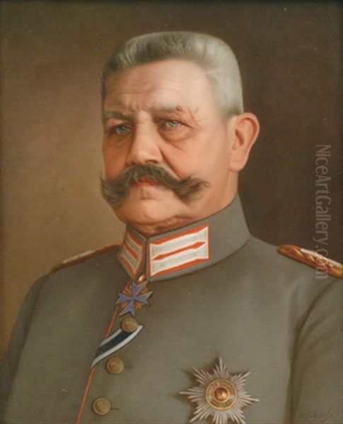 Portrat Von Paul Von Hindenburg Oil Painting by Louis Scherf