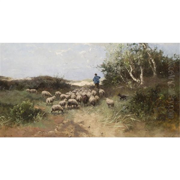 Tending The Flock Oil Painting by Johan Frederik Cornelis Scherrewitz