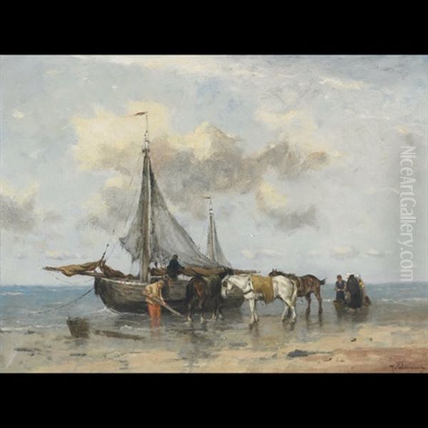 Shell Fishers Oil Painting by Johan Frederik Cornelis Scherrewitz