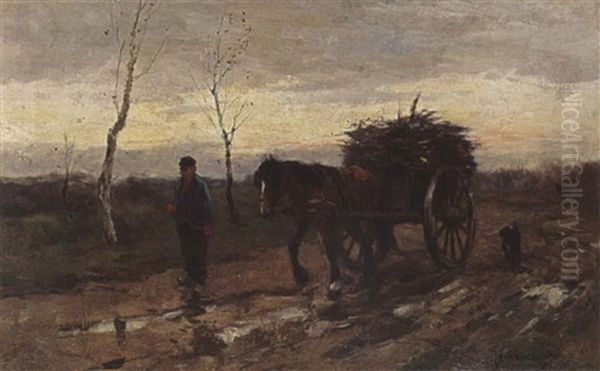 Returning Home Oil Painting by Johan Frederik Cornelis Scherrewitz