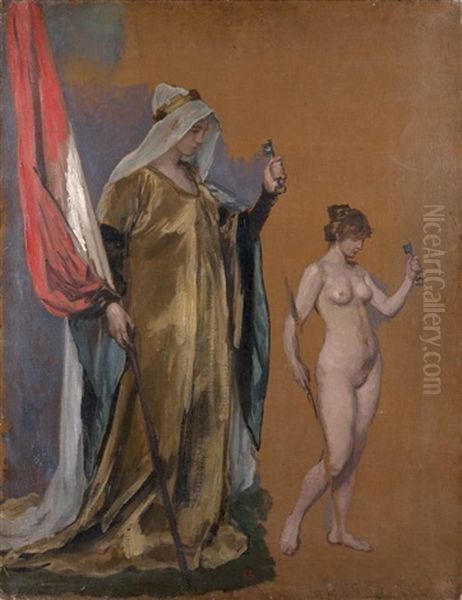 Allegorie D'une Ville Remettant Ses Clefs (sketch) Oil Painting by Joseph Scheurenberg