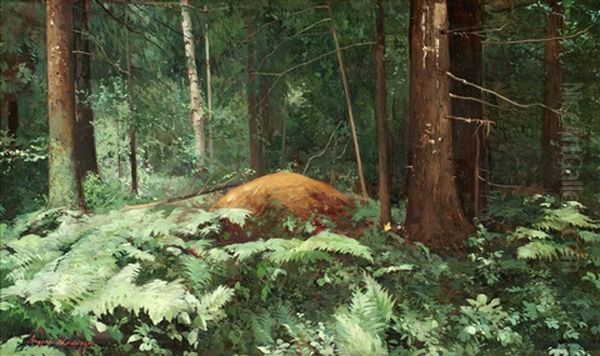 Skogslandskap Oil Painting by Andrej Nikolajevich Schilder