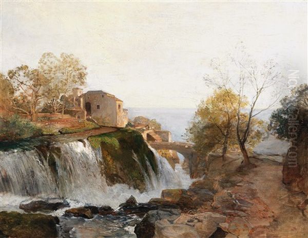 Mill In Valle Di Breno Near Ragusa Oil Painting by Emil Jacob Schindler