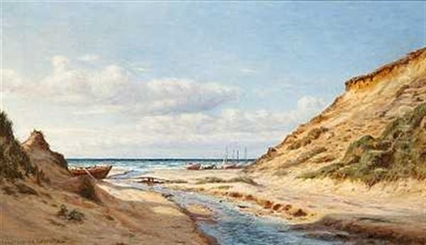 Sommerdag Ved Lonstrup Strand Oil Painting by Niels Frederik Schiottz-Jensen