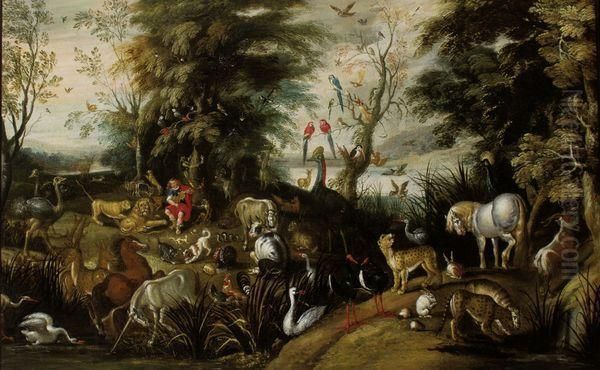 Orphee Charmant Les Animaux Oil Painting by Frederick Bouttats