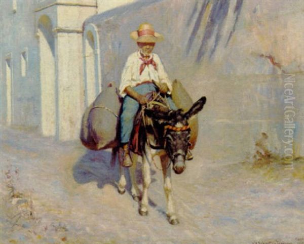 Aeselrytter, Capri Oil Painting by Niels Frederik Schiottz-Jensen