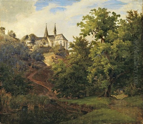 Landschaft Mit Klosterkirche Oil Painting by Johann Wilhelm Schirmer