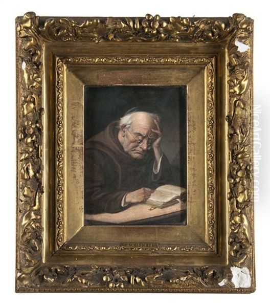 Erstes Studium (monch) Oil Painting by Carl Schleicher