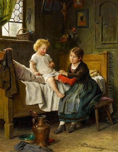 Der Kleine Bruder Oil Painting by Felix Schlesinger