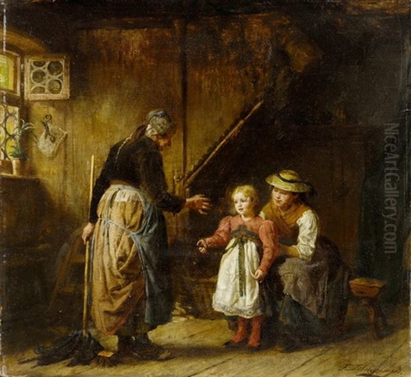 Zu Besuch Bei Grossmutter Oil Painting by Felix Schlesinger
