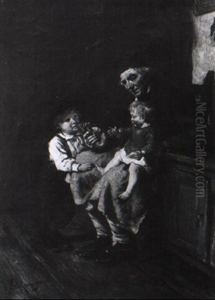Der Erste Zug Aus Der Tabakpfeife Oil Painting by Felix Schlesinger