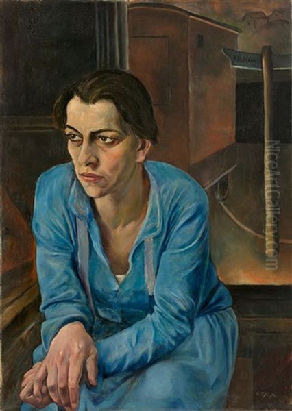 Portrat Helene Weigel Oil Painting by Rudolf Schlichter