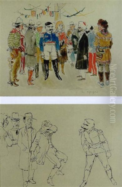 Der Inder Und Der General Oil Painting by Rudolf Schlichter