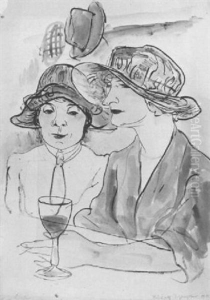 Im Cafe Oil Painting by Rudolf Schlichter