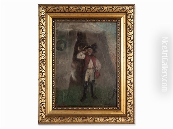 Trumpet Player Oil Painting by Heinrich Schlitt