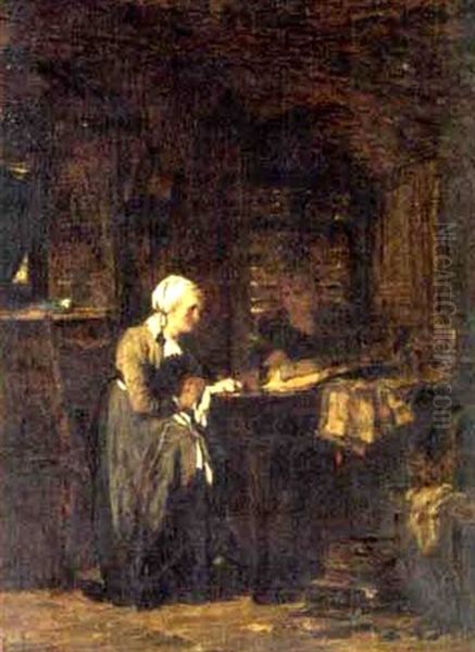 Making Her Will Oil Painting by Carl Bernhard Schloesser