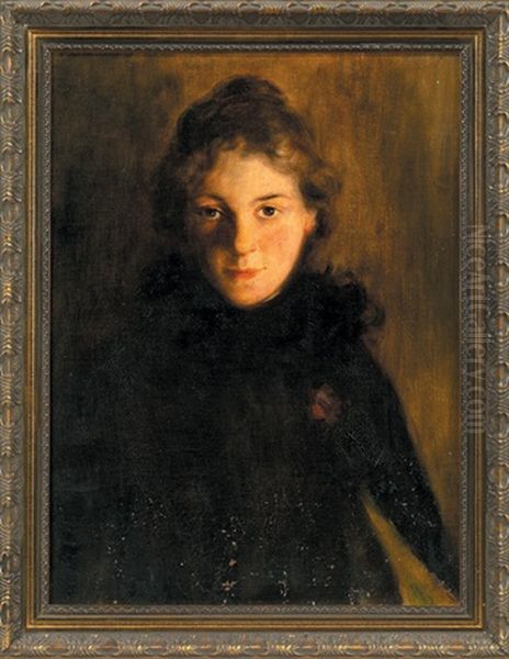 Portrait Of A Lady In Black Oil Painting by Lillian Thomas Schmidt
