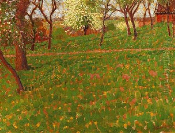 Bluhende Obstwiesen Am Niederrhein Oil Painting by Carl Schmitz-Pleis