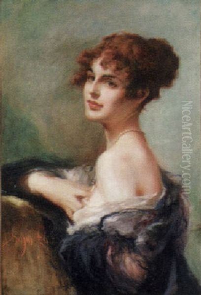 Bildnis Einer Jungen Dame Oil Painting by Leopold Schmutzler