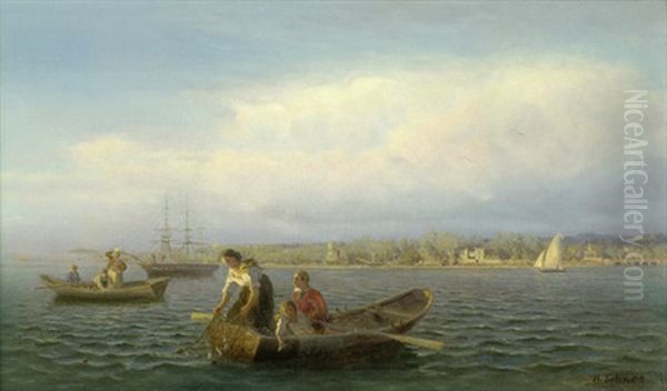 Blick Uber Den Jungfernsee Auf Den Park Von Schloss Glienicke Oil Painting by Hermann Schnee