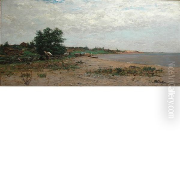 Artist By The Lake Oil Painting by Bernhard Schneider