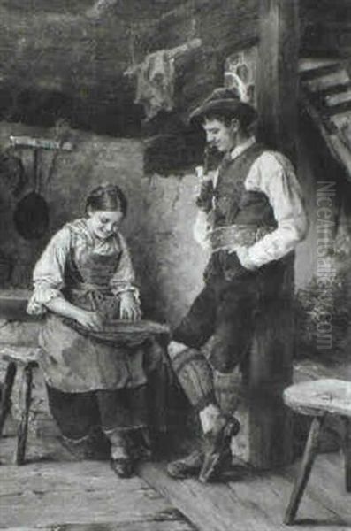 The Suitor Oil Painting by Max Schneidt