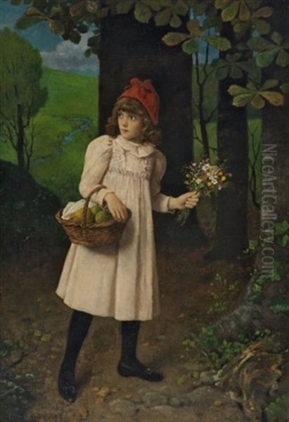 Rotkappchen Oil Painting by Otto Franz Scholderer