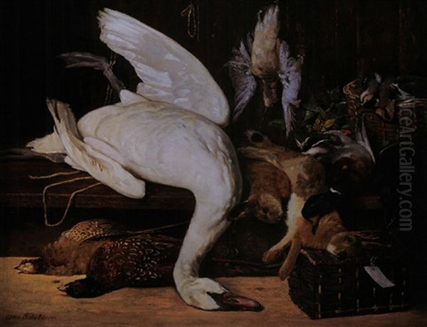 Grosses Jagdstilleben Oil Painting by Otto Franz Scholderer