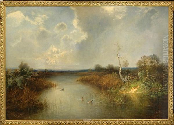 Landscape With Lake Oil Painting by Alfred K.J.O. von Schoenberger
