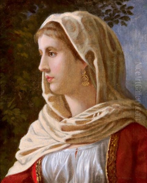 Bildnis Einer Orientalisch Gekleideten Frau Oil Painting by Alois Schoenn