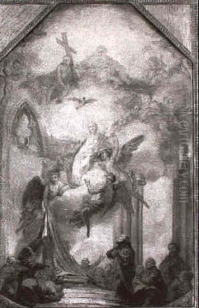 Himmelfahrt Mariae (entwurf Fur Ein Deckengemalde) Oil Painting by Josef Schopf