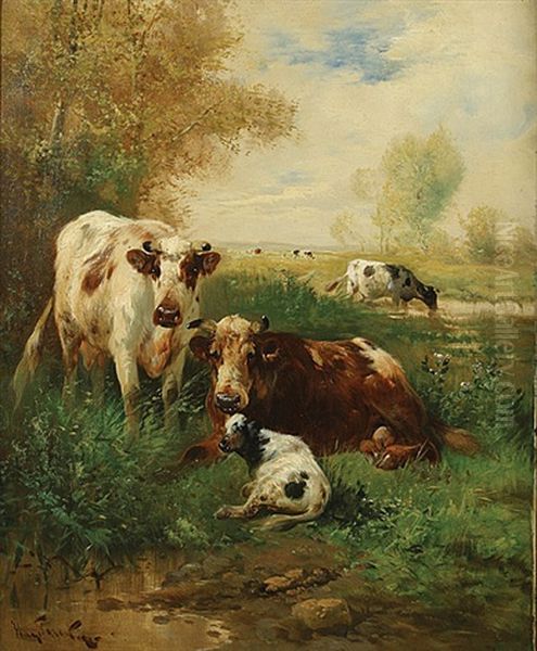 Rustende Koeien Oil Painting by Henry Schouten