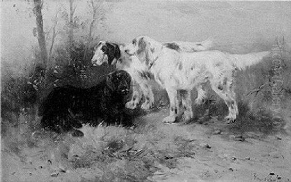 English Setters Oil Painting by Henry Schouten